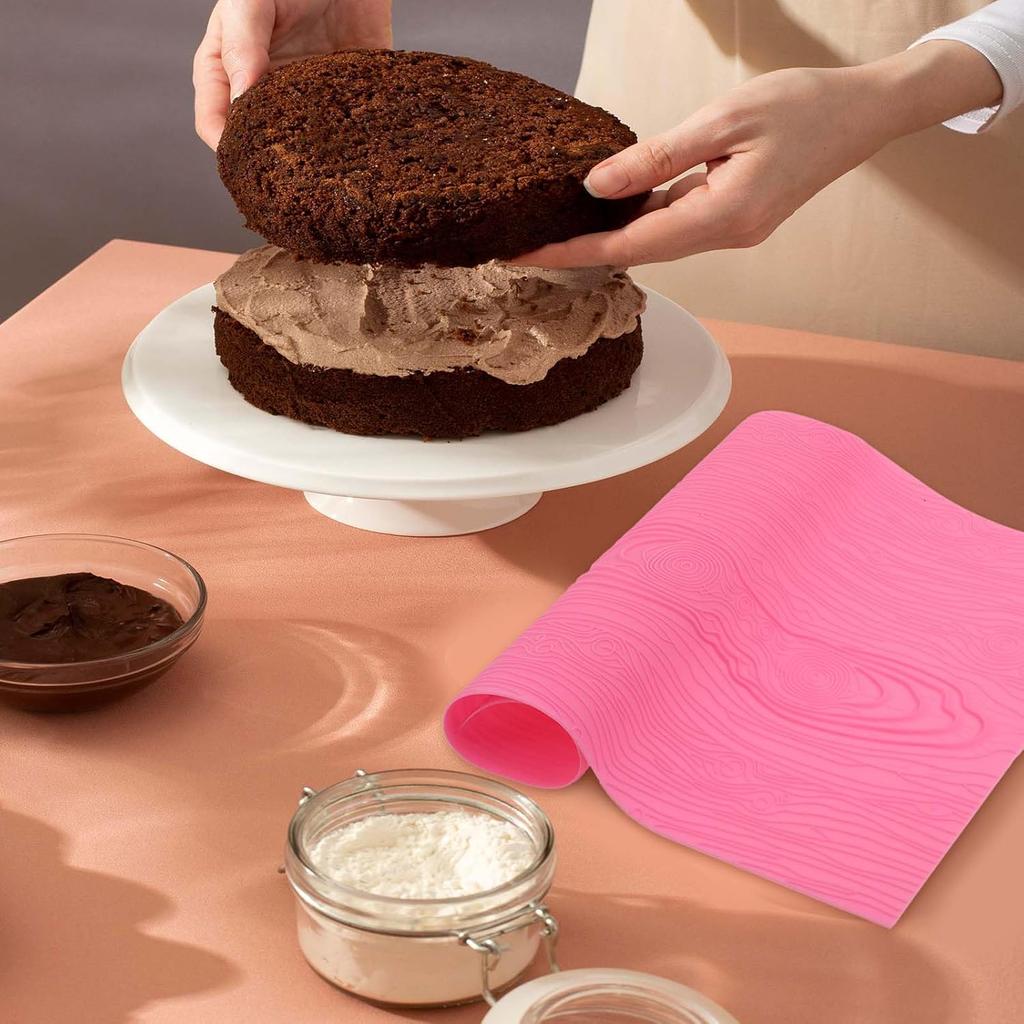 Fondant Woodgrain Impression Mat Fondant Silicone Lace Mold Fondant Wood Texture Mat Silicone Cake Fondant Mat Fondant Embossed Craft Tools for Cakes