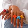 Multicolor Water Drop Chunky Rings Colorful Y2K Vintage Ring Boho Geometric Open Ring Girls