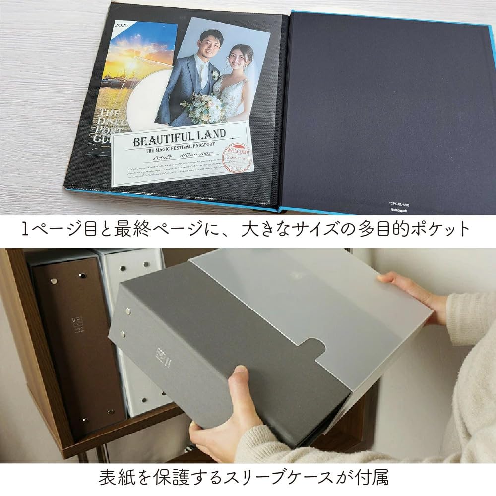 Nakabayashi Large Capacity 6-Pocket Photo Album, Holds 960 L-size Photos, Therapy Color, 2 Columns x 3 Tiers, TCPK-6L-960-HG/EC, Harmony Green. (Photo