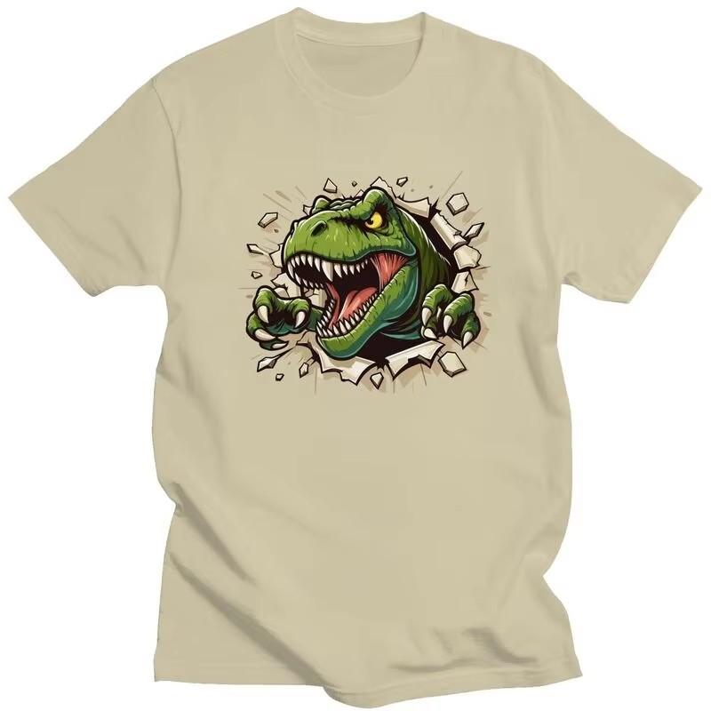 T-rex Dinosaur Graphic Tee for Unisex Pure Cotton Breathable Short Sleeve Round Neck Fashion T-Shirt
