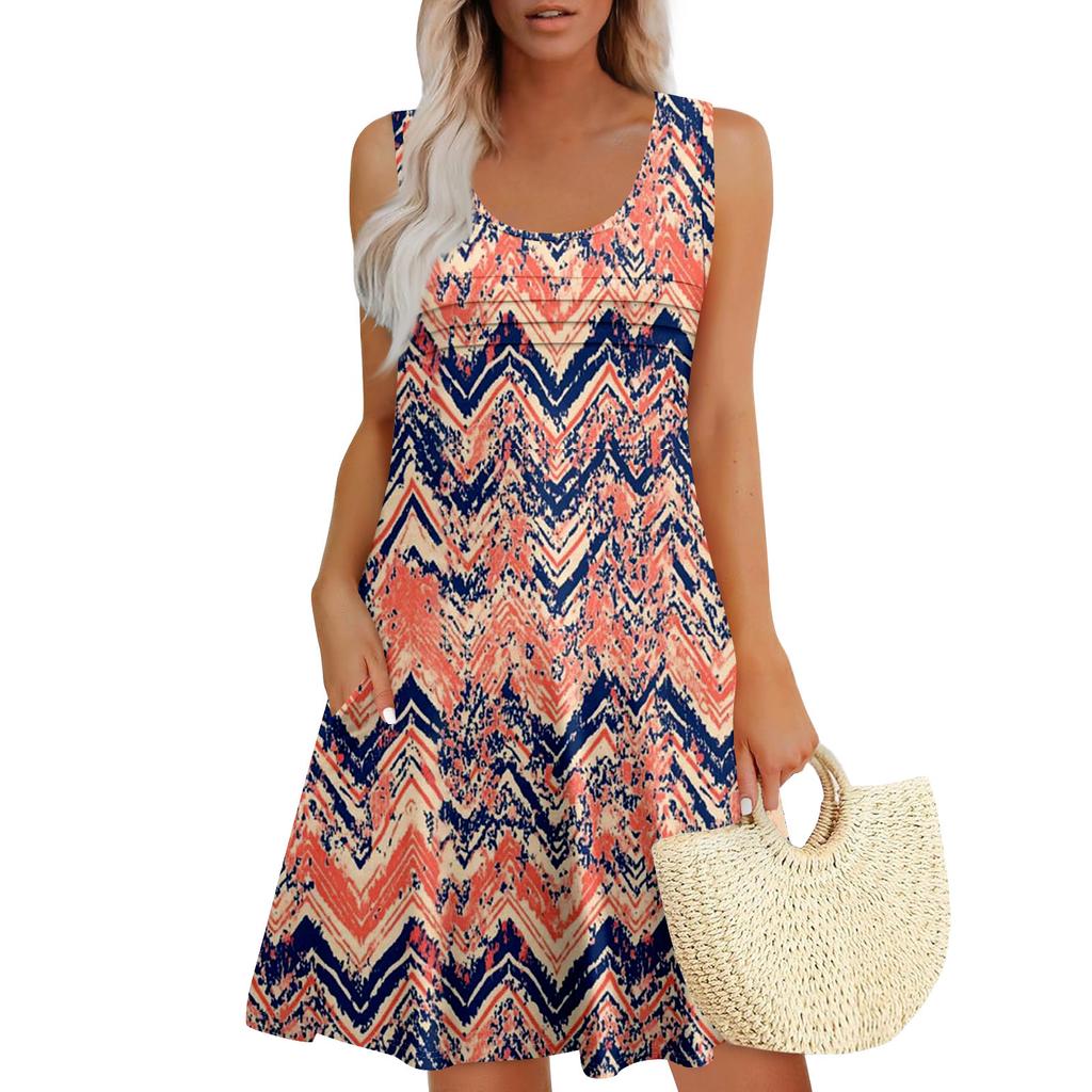 Womens Summer Dresses Loose Sleeveless Sundresses Dress With Pockets