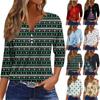 3/4 Sleeve Shirts For Women Cute Print Graphic Tees Blouses Casual Blouses V- Neck Tunic Tops