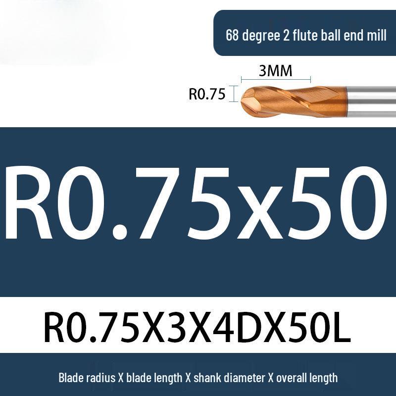 Tungsten Steel Ball Nose End Mill, 68° & 65° CNC Alloy, Extended Reach Cutter