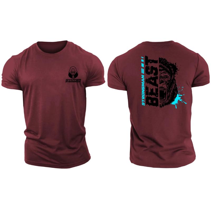 3D-печать Strongman Beast Blue - спортивная футболка из высококачественного хлопка, повседневная мужская футболка с короткими рукавами Muscle Man Tough Guy