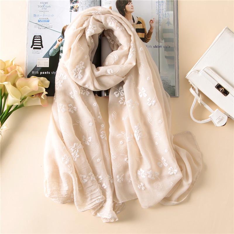 Spring/Fall Women Scarf Embroider Fashion Long Scarves Cotton Winter