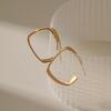 Fashion Geometric Square Stud Earrings Copper Plated 18k Gold C Shape Mirror Earrings