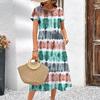 New Women's Dresses Tie-dye Printed Summer Elegant Dress Feamle Short Sleeve Dresses Fashion Oversized Clothes