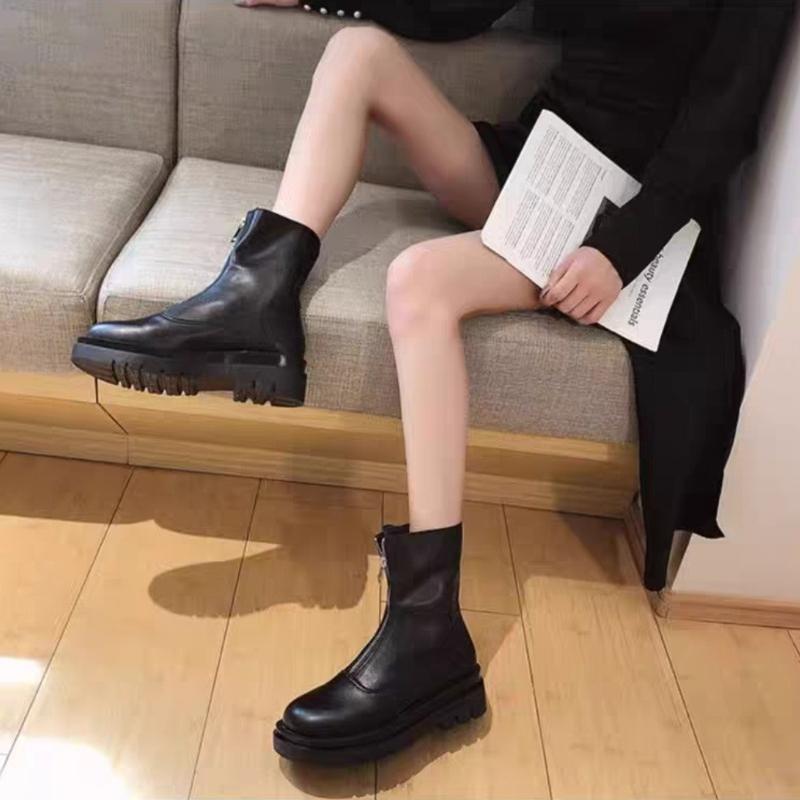 Брендовая женская обувь 2024 года, новые женские ботинки на платформе с круглым носком, зимняя мода, панк-молния, мотоциклетные ботинки, женские, Zapatos De Mujer