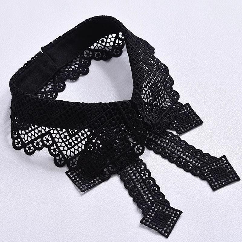 Fashion Lace White Fake Collar Women Detachable Collars for Women Black Lapel False Collars Woman Tie Clothes Accessories