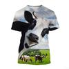 Funnny Cow Animal 3D Print Popular Outdoor Harajuku Short Sleeves Street Oversized Male Kids
