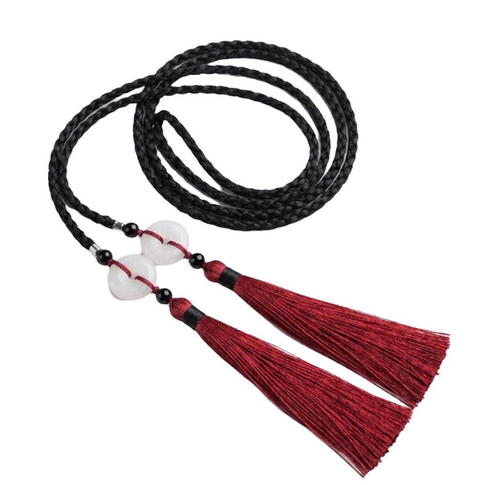 Traditional Hanfu Waist Tie Belt Handwoven Tassel Waist Cord Braided Waist Sash for Men Women