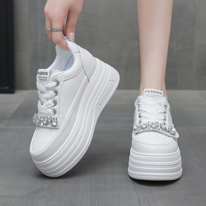 Кроссовки на каблуке 8 см для женщин, платформа-клиновидный каблук из натуральной кожи, женская повседневная обувь, женская обувь для ходьбы, кроссовки-лодочки