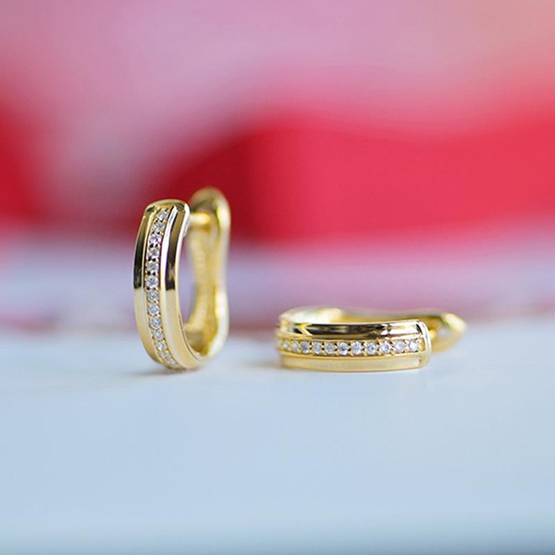 Серьги-кольца в форме буквы U от Huitan Fashion для женщин, универсальные, золотого цвета, с блестящими кубическими цирконами, женские повседневные аксессуары