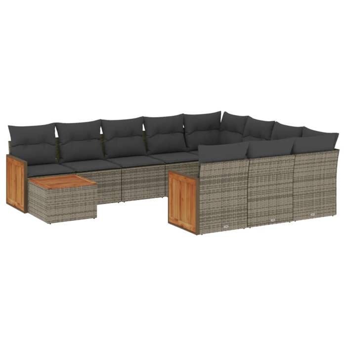 VidaXL Salon de Jardin avec Coussins 11 pcs, Canapés de Terrasse, Ensemble de Meubles de Patio, Mobilier d'Extérieur, Gris 3228048