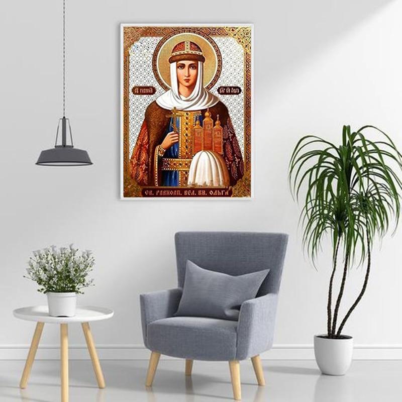 DIY Religion Icon 5D Diamond Painting Full Round Drill Cartoon Diamond Embroidery Mosaic Cross Stitch Gift Wall Art Home Decor