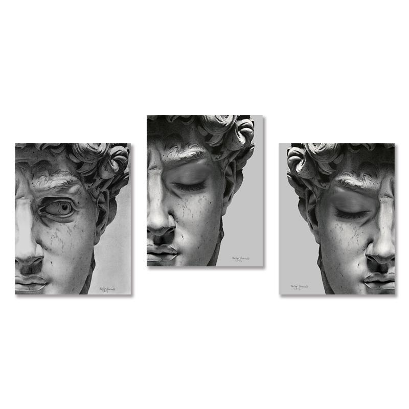 Ретро Ренессанс Давид Твердая скульптура Холст Картины Половина лица Портрет Печать Постеры Художественные картины для декора стен комнаты