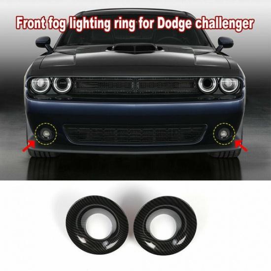 For 15+Dodge Challenger Front Fog Light Cover Lamp Trim Accessories Carbon Fiber