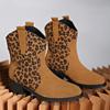 Женские ботинки Осень/зима Новые ботинки с леопардовым принтом, острым носком и V-образным вырезом, на низком каблуке, удобные, нескользящие, модные ботинки 2024