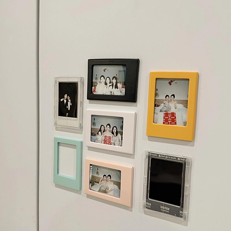 PGY Ins Магнитная фоторамка 3-дюймовая фотография Polaroid Магнит на холодильник Настольный держатель для ручек Украшения Полый Маленькая карточка Фотостена