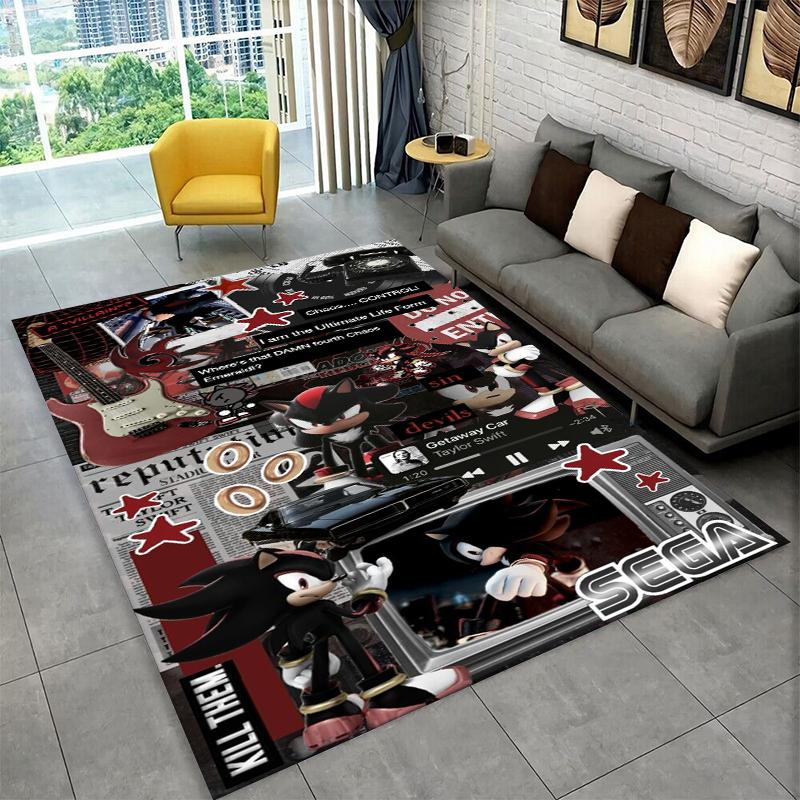 Classic Game S-Sonic Cartoon Non-Slip Area Rug for Living Room,Bedroom,Playroom,Soft Carpet Floor Mat Home Decor Rug Kids Room