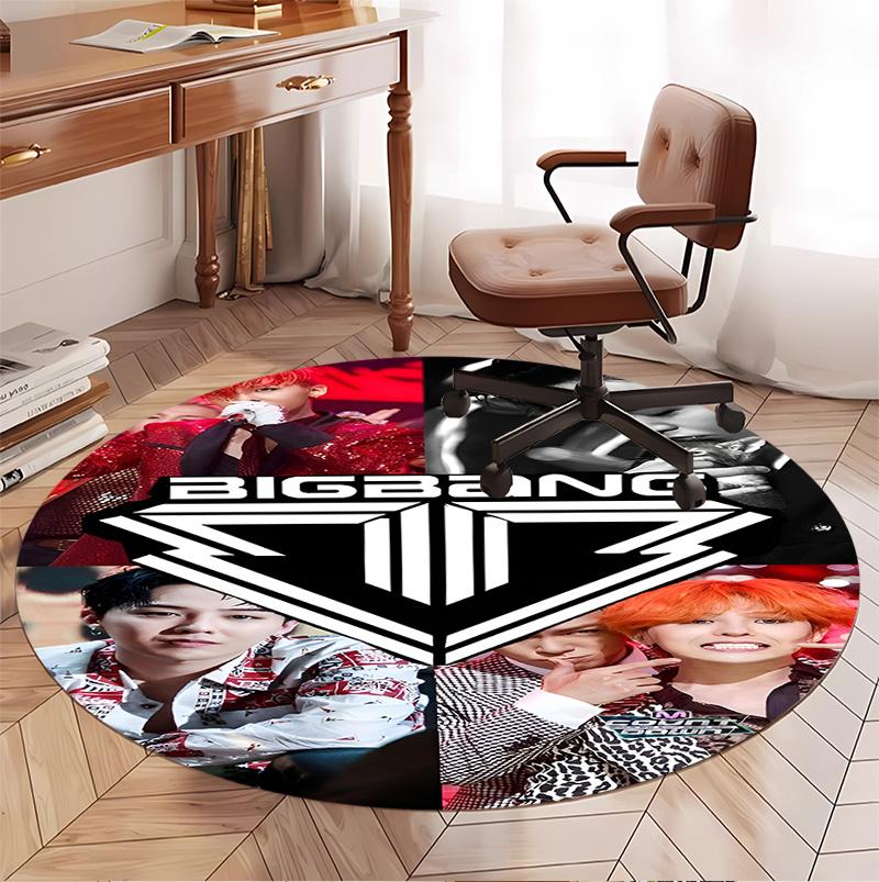 BIGBANG Pattern Round Rug, Indoor/Outdoor Mat, for Picnic, Gameroom, Bedroom, Office, Living Room, Home Decor Carpet, Birthday Gift