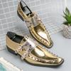 Designer Men's Shoes British Business Casual Leather Shoes Punk Rivet Buckle Strap Loafers Men Square Toe Party Stage Dress Shoe