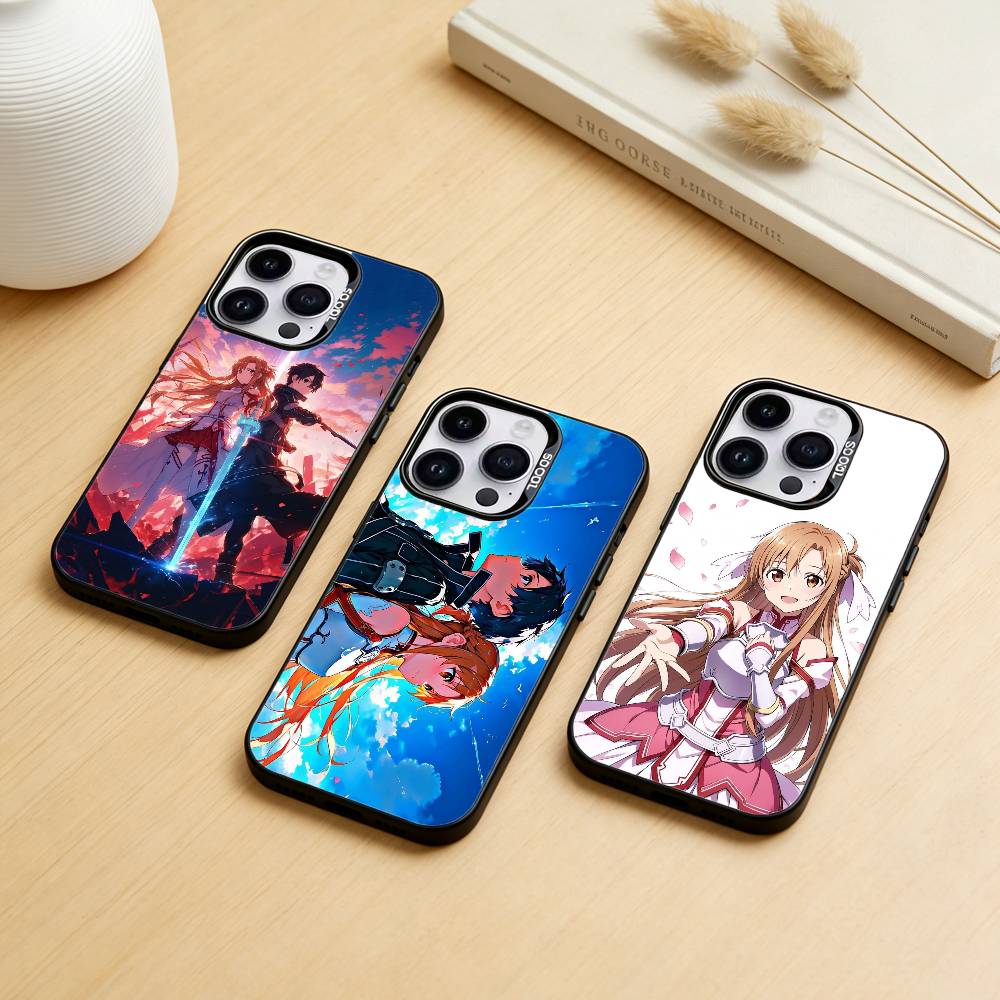 Чехол для телефона A-Asuna Anime K-Kirito для iPhone 17,16,15,14,13,12,11,Pro Max,Plus Конфетный Серебристый Чехол