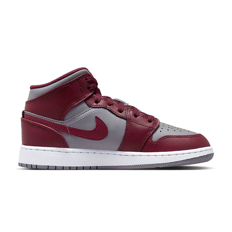 Детские кроссовки Air Jordan 1 Mid GS Cherrywood Red Cement-Grey White DQ8423-615