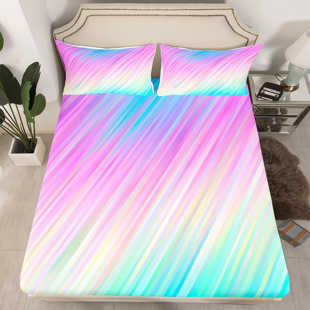 Простое и постепенное изменение Фиолетовый и синий Матрас Комплект постельного белья из трех предметов с цифровой печатью Взрослые Дети