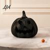 Festival Display Ornament Halloween Pumpkin Figurine, Black Resin Spooky Face Sculpture, Ghost Figurine Gothic Tabletop Centerpiece for Home