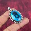 Blue Topaz Pendant, 925 Solid Sterling Silver Gemstone Jewelry, Handmade Pendant, For Thanksgiving