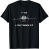 Графическая футболка F35 Lightning II Черная с круглым вырезом Белая надпись Мягкая удобная Премиальная ткань Подходит для унисекс
