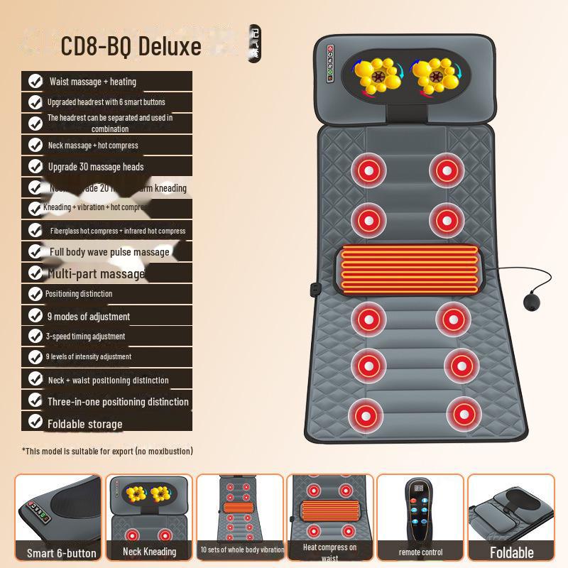 Массажная подушка с подогревом всего тела и воздушной подушкой для плеч, шеи и талии