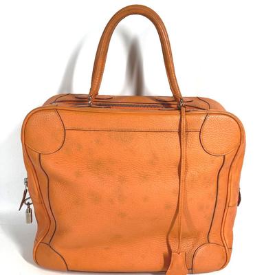 Сумка-даффл Omnibus MM Сумка-тоут Ручная сумка Кожа Оранжевый/Серебристая фурнитура
