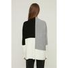 Black Color Block High Collar Knitwear Sweater Tctaw22ak0054