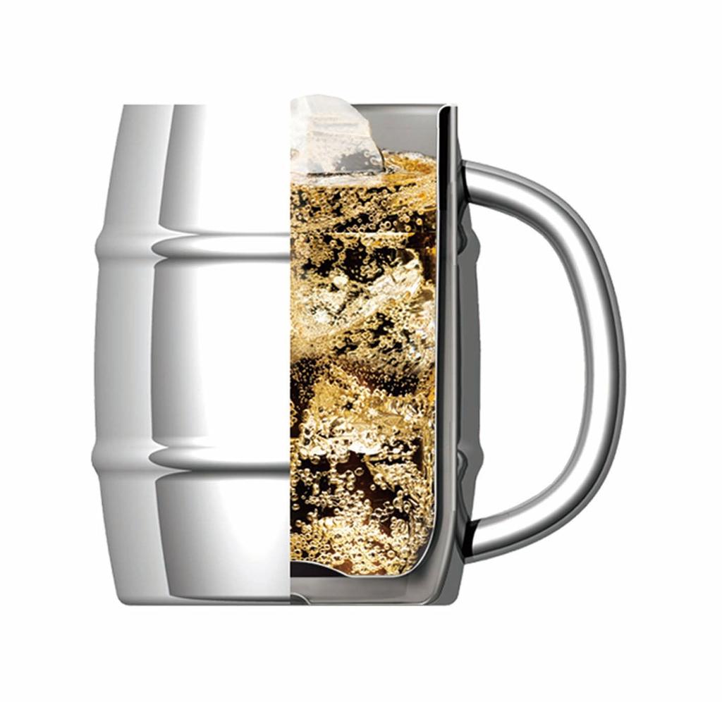 Kakusei Vacuum Duplex Mug Silver Vacuum Double Structure Insulation Easy To Grip Handle Ice Maximum Mug 1.0L Warm/Cold Non-condensing Anti-melting