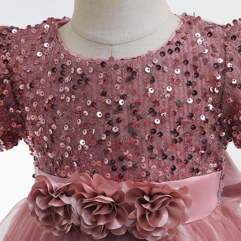 Великолепное детское платье с золотыми пайетками для вечеринки, свадебное платье подружки невесты, детское пышное платье, платье принцессы, одежда для маленьких девочек