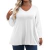 Womens Plus Size Tops Long Sleeve Shirts V Neck Casual Clothing Clothes Solid Color Tops