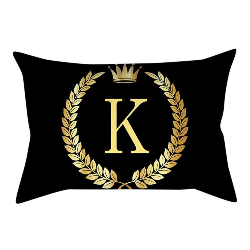 Наволочка черно-золотая наволочка с буквами, чехол для диванной подушки, домашний декор