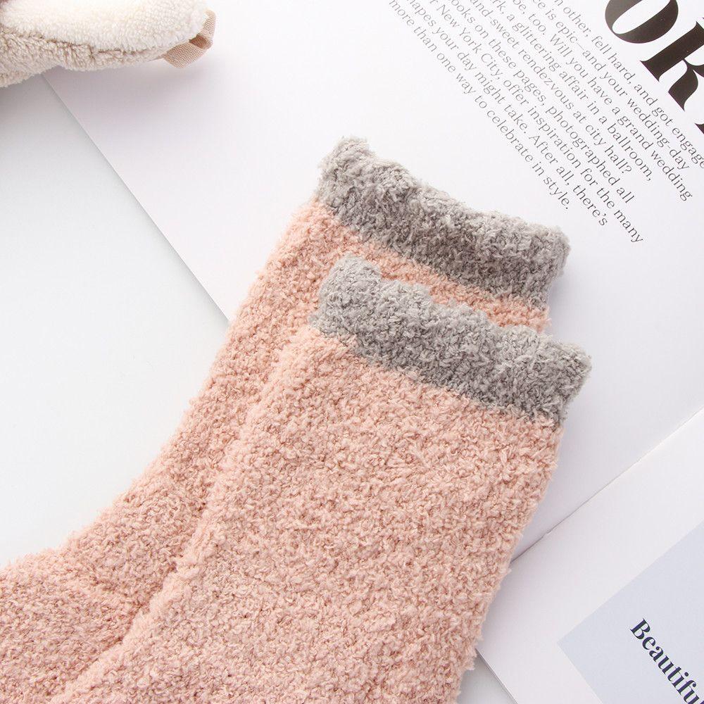 Candy Colors Sleep Bed Sock Winter Warm Coral velvet socks Soft Cashmere Sox Thickening