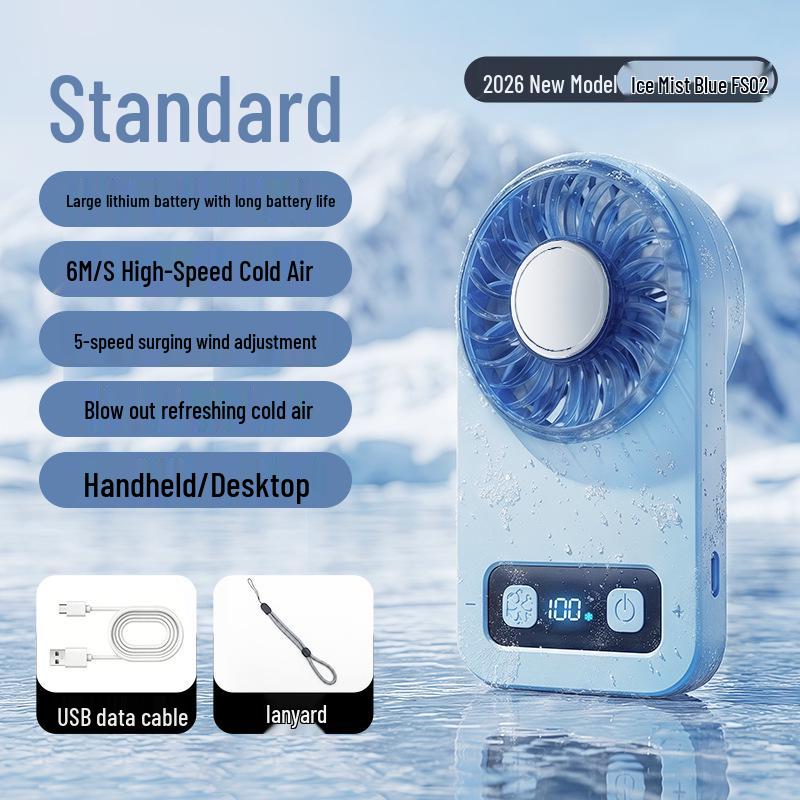 Ice Pack Portable USB Handheld Fan - Strong Wind Cooling for Outdoors