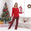 Christmas Family Matching Pajamas Set Long Sleeve Pullover Top Plaid Pants Pjs Sleepwear Set Soft Holiday Loungewear for Women Men Kids