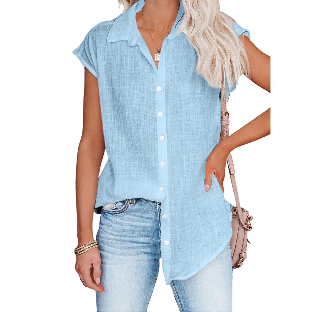 Женская модная блузка без рукавов с воротником-лацканами, весна-лето, повседневная, большого размера, тонкая рубашка на пуговицах