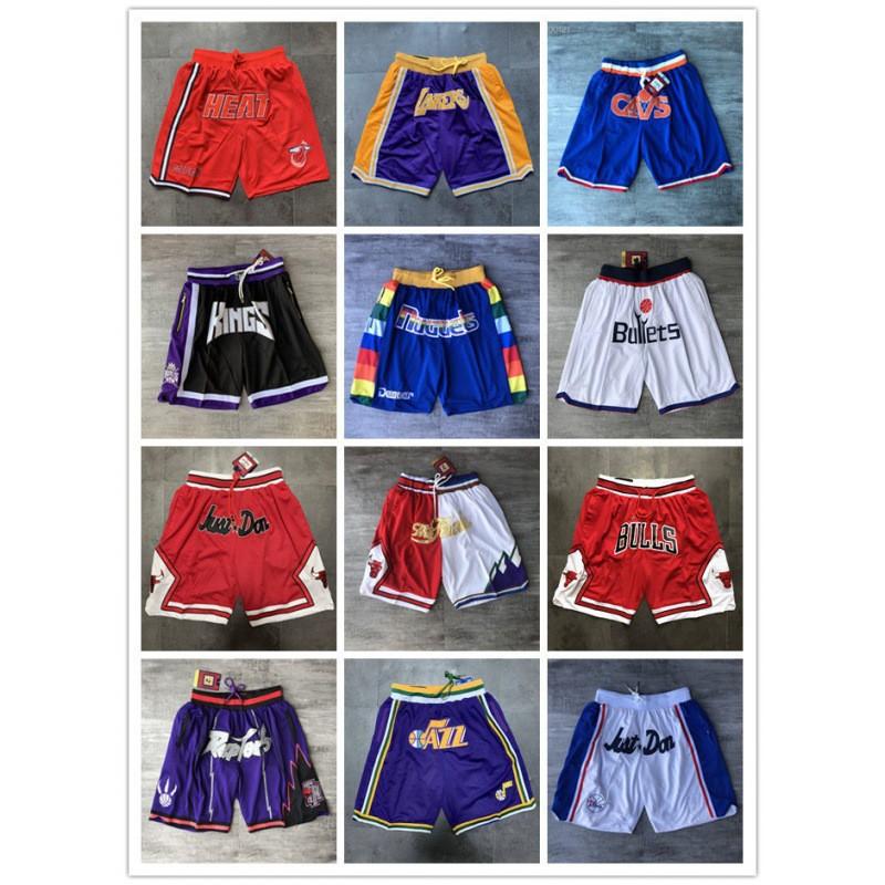 Basketball Shorts With Embroidered NBA Team Logos Super Sonic 76ers Lakers Rockets Magic Raptors Ultrafine Fiber Sport