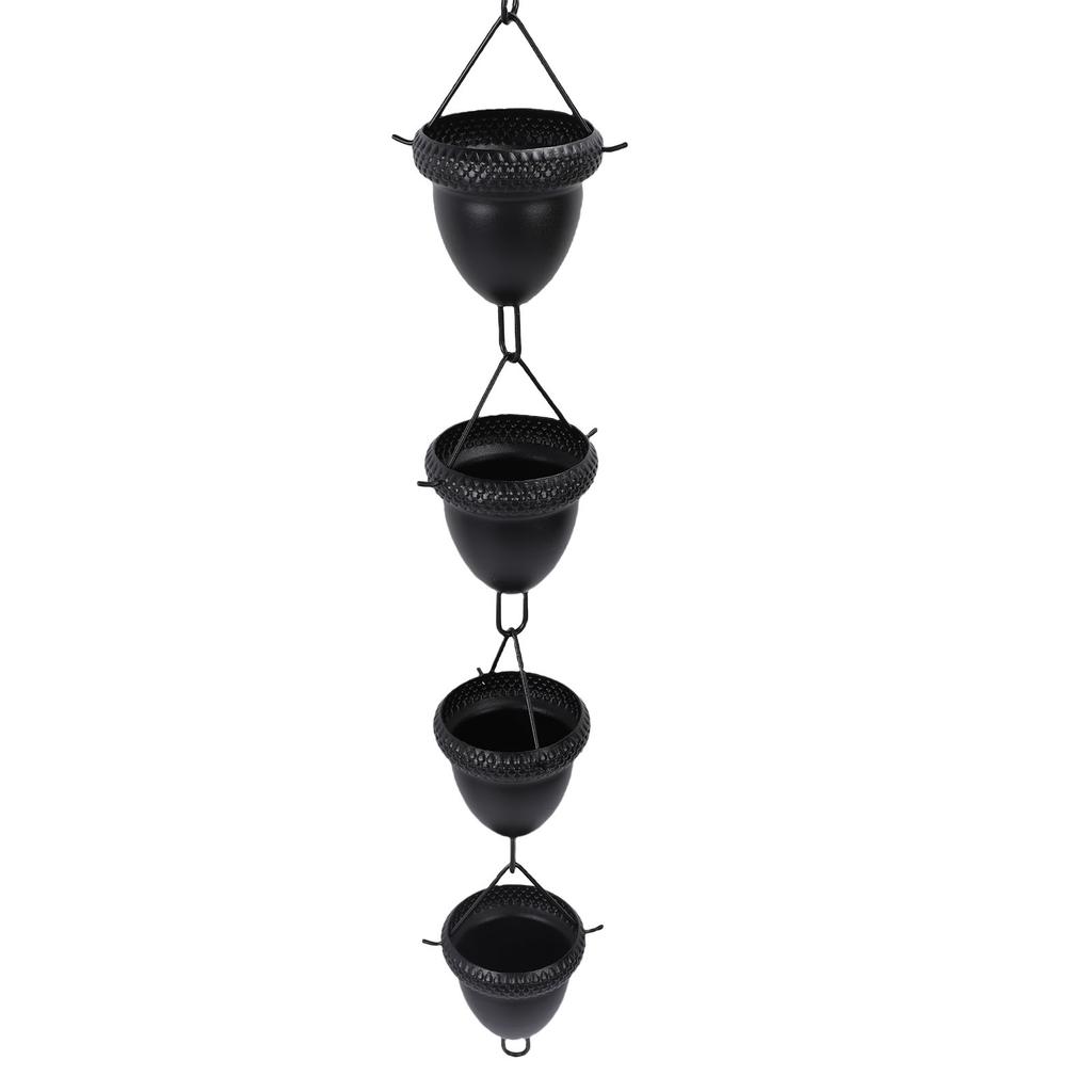 Black Acorn Rain Chain 3.6ft Decorative Rain Catcher Chain for Gutter Downspouts Aluminum Alloy