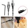 1 Set 3 Steps Countersink Drill Bit Pilot Bits Set Reamer Screw Hinge Hole Saw Chamfer 4-6 5-7mm Steps