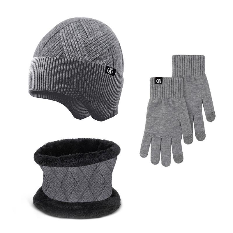 Autumn and Winter Men's Two Piece Men's Hat Neutral Warm Knitted Skull Wool Hat Soft Skiing