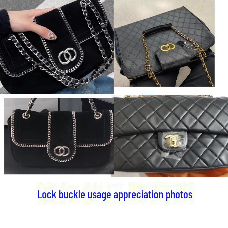 Diamond-Shaped Black Crossbody & Shoulder Bag with Gold/Silver Gilded Twist Lock Hardware