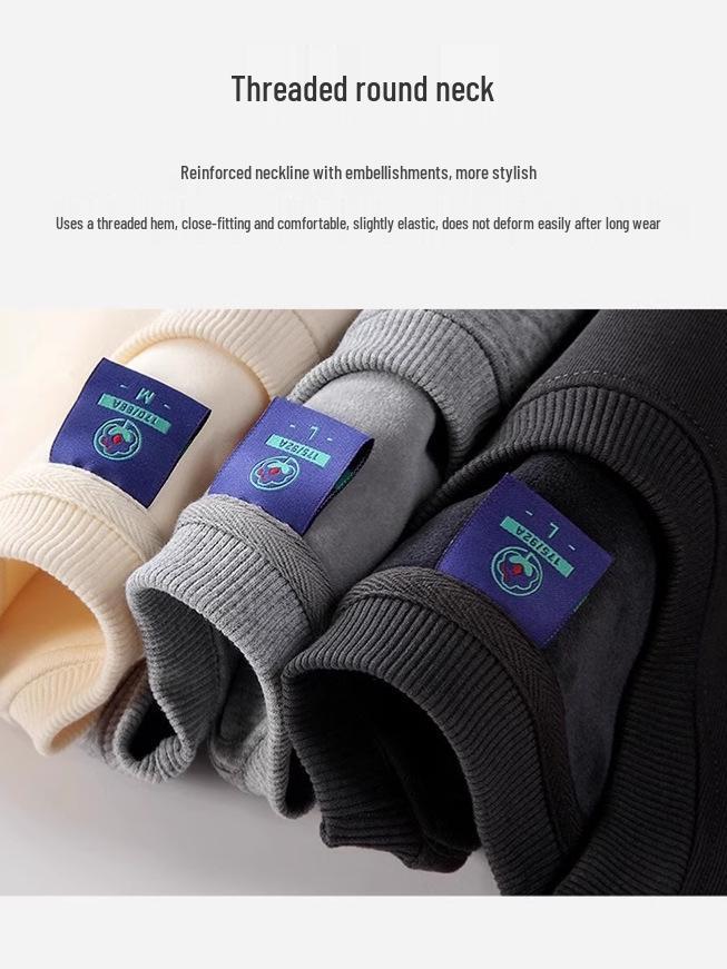 Men's 320g Heavyweight Drop Shoulder Crew Neck Sweatshirt, Autumn/Winter, Solid Color Cotton Pullover, Long Sleeve, Trendy Design