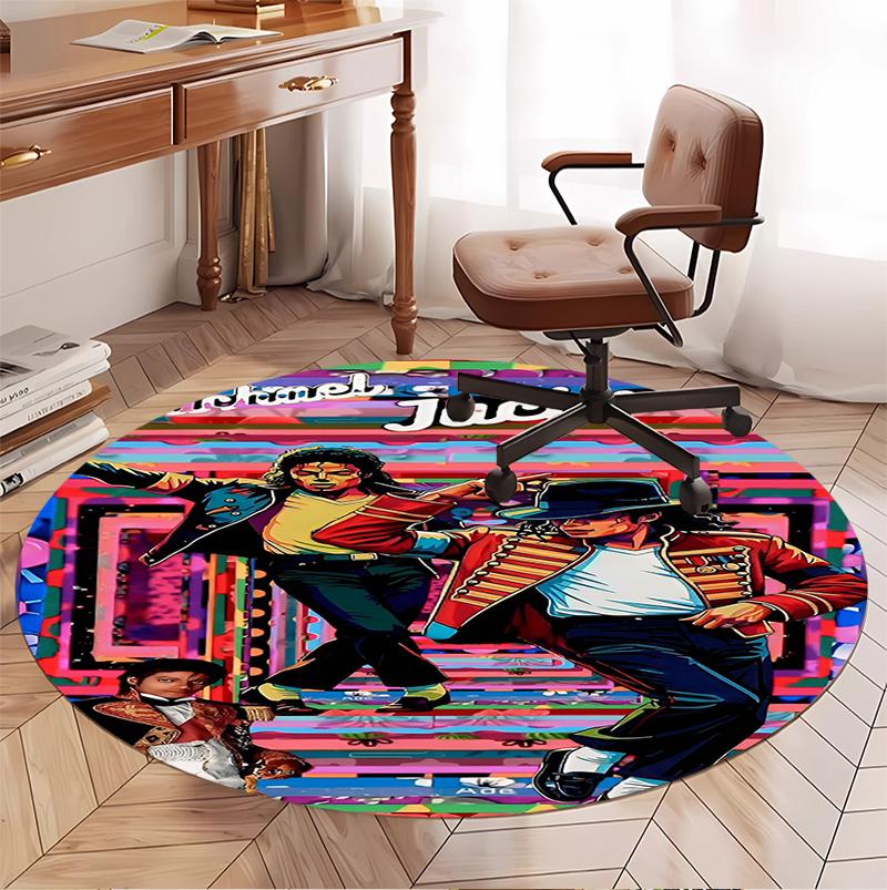 Michael Jackson Pattern Round Rug, Indoor/Outdoor Mat, for Picnic, Gameroom, Bedroom, Office, Living Room, Home Decor Carpet, Birthday Gift